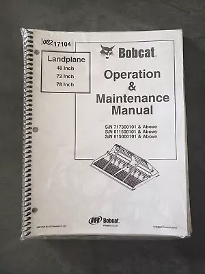 Buy Bobcat Skidsteer Landplane Attachment 48  72  78  Operation And Maintenance... • 9.60$