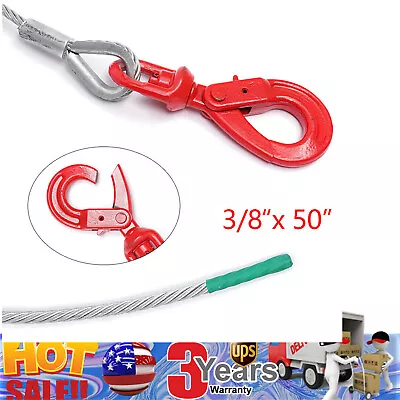Buy Winch Cable 3/8''x50''/100'' Self Locking Swivel Hook Tow Flatbed Truck Lifting • 17.29$