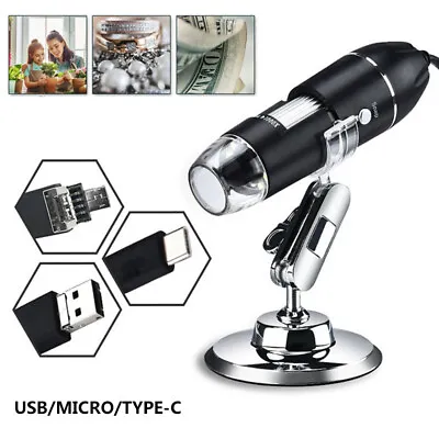 Buy USB 1600X Zoom Digital Microscope Camera Endoscope Magnifier For Phone/PC/Tablet • 22.88$