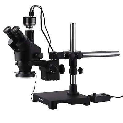 Buy AmScope 7X-135X Trinocular Stereo Zoom Microscope + Boom + LED + HD Camera • 697.99$
