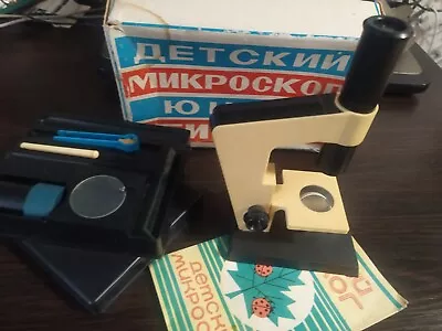 Buy Vintage Microscope Children Young Biologist  USSR Soviet Packed With Documents   • 35$