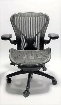 Buy Herman Miller Aeron Mesh Chair Large C Fully  Adjustable Posture Fit Black Mesh • 719.99$