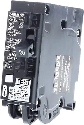 Buy Siemens QF120AN 20 Amp 1-Pole GFCI Plug-On Neutral Circuit Breaker, Black • 54.99$