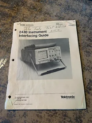 Buy Tektronix 2430A Digital Oscilloscope Instrument Interfacing Guide Manual • 25.50$