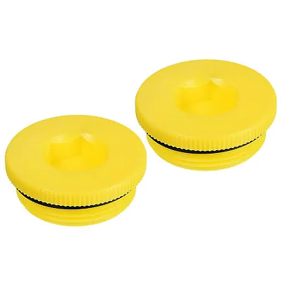 Buy 2pcs G1-1/2 Hold Plugs Plastic Male Thread Hex Socket Sealing End Cap, Yellow • 8.05$