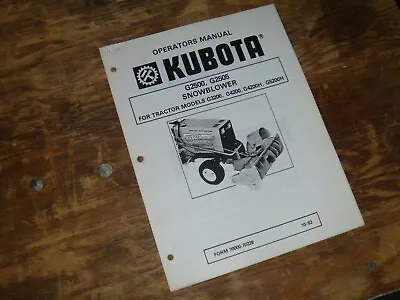 Buy Kubota G2500 G2505 Snow Blower For Tractor G4200H Operator Maintenance Manual • 34.30$