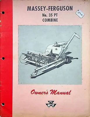 Buy Vtg Original Massey Ferguson MF 35 PT Combine Owner's Manual • 19.95$