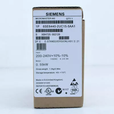 Buy New Siemens 6SE6 440-2UC15-5AA1 6SE6440-2UC15-5AA1 MICROMASTER440 Without Filter • 374.17$