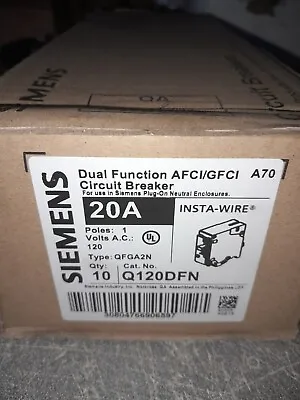 Buy 10 Siemens Dual Function Gfci/afci 1 Pole 20a Combo  Plug On Neutral Integrated  • 379$