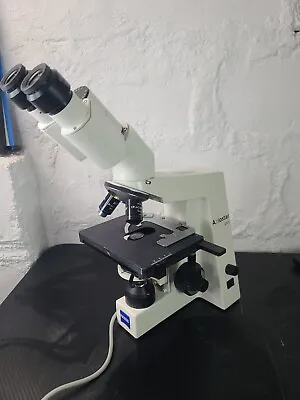 Buy Working Carl Zeiss Axiostar Plus Compound Microscope W/ 3 Lens In Good Shape • 499.95$