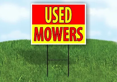 Buy USED MOWERS RED YELLOW Plastic Yard Sign ROAD SIGN With Stand • 18.99$