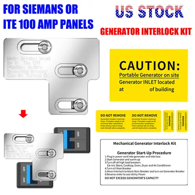 Buy Generator Interlock Kit For Siemans 100 Amp Panels Or ITE 100 Amp Panels • 26.38$