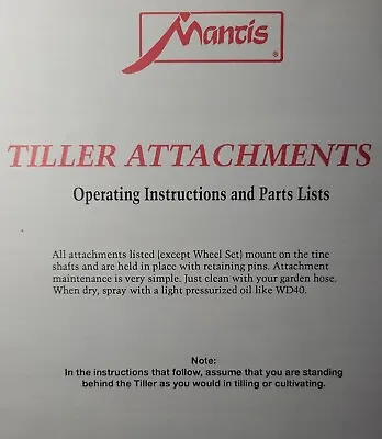 Buy Mantis Little Wonder 7222E Garden Tiller Attachments Owner & Parts Manual • 41.64$