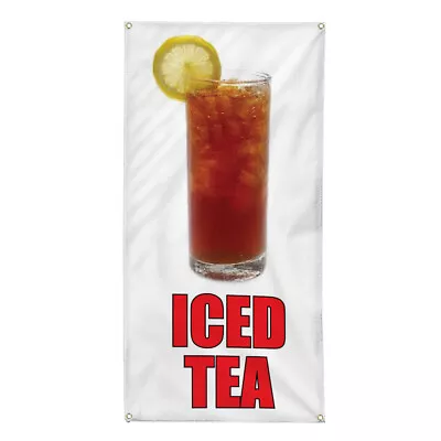 Buy Vertical Vinyl Banner Multiple Sizes Iced Tea Food Fair Truck Restaurant Outdoor • 16.99$