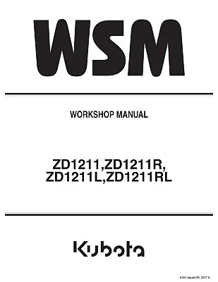 Buy Kubota Zd 1211 - Workshop Manual - Repair Manual On Paper • 33.65$