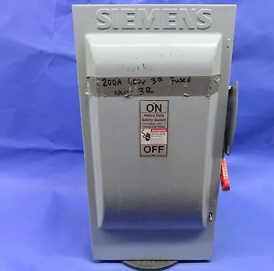 Buy Siemens Disconnect Switch Hf364 200a 600v 3p Fusible 1 Year Warranty • 349.99$