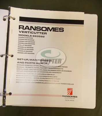 Buy Used Ransomes Verticutter 893592 Set-up Maintenance & Parts Manual 840105 • 13.99$