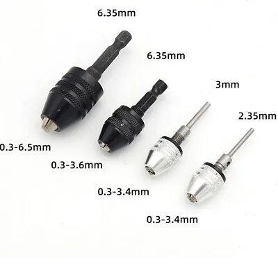 Buy 0.3-8mm Keyless Drill Bit Chuck Adapter Round Hex Shank For Impact Driver US • 3.69$