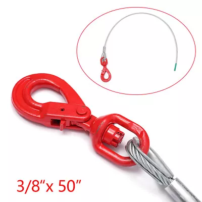 Buy 3/8x50inch Wire Rope Winch Cable Self Tow Truck Flatbed Load Locking Swivel Hook • 25.20$