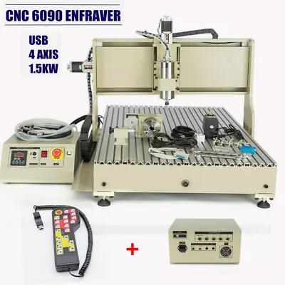 Buy USB 1.5KW 4 Axis 6090 CNC Router Milling Engraving Engraver Cutting Machine+RC • 1,870.60$
