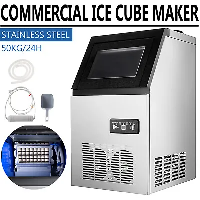 Buy 110lb Built-in Commercial Ice Maker Stainless Steel Bar Restaurant Cube Machine • 305.80$