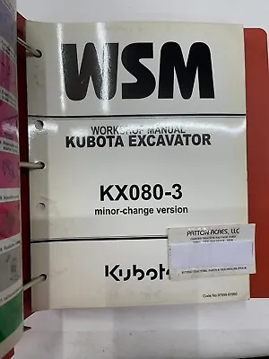 Buy Work Shop Manual For Kubota Excavator Model Number KX080-3 Minor Change Version • 50$