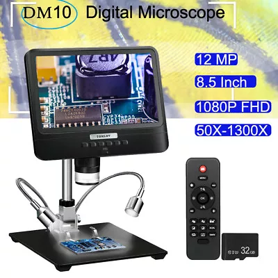 Buy DM10 8.5'' Digital Microscope 50~1300X Soldering Microscope UHD Video Microscope • 155.27$