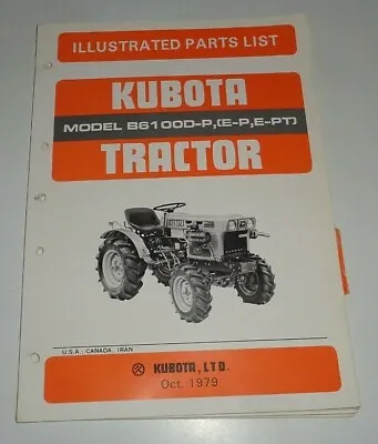 Buy Kubota B6100D-P, (E-P, E-PT) Tractor Parts Catalog Manual Book ORIGINAL! 10/79 • 25.49$
