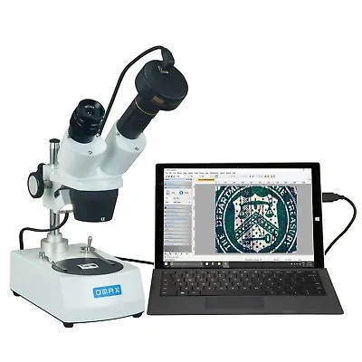 Buy OMAX 20X-60X 1.3MP Digital Camera Binocular Stereo Student Microscope Two Lights • 275.99$