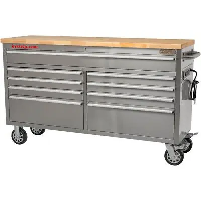 Buy Grizzly T33255 61  9-Drawer Stainless-Steel Tool Cabinet • 1,660$
