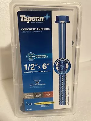 Buy Tapcon 1/2  X 6” Steel Hex Washer-Head Indoor/Outdoor Concrete Anchors (10 Pcs) • 40$
