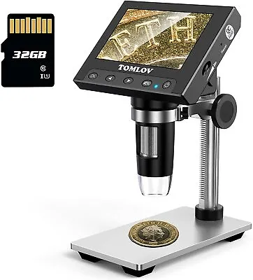 Buy Coin Microscope 1000X 4.3LCD Digital Microscope W/Metal Stand 8 LEDs Photo/Video • 54.04$