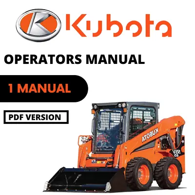 Buy Kubota Skid Steer Loader SSV65 SSV75 Operators Manual PDF USB • 45$