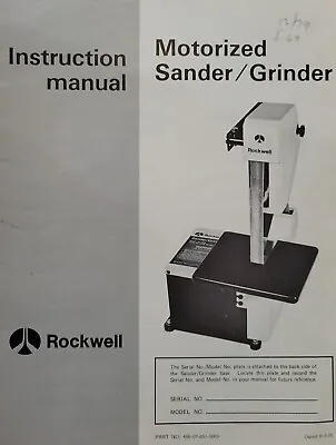 Buy Rockwell 1978 Motorized 1  X 42  Belt Sander Grinder 31-325 Owner & Parts Manual • 55.24$