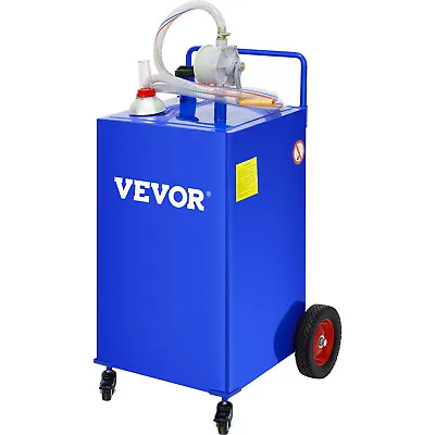 Buy VEVOR 30 Gallon Gas Caddy Fuel Diesel Oil Transfer Tank, 4 Wheels Portable, Pump • 195.99$