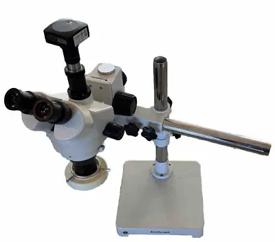 Buy AmScope Trinocular LED Boom Stand Stereo Zoom Microscope With 5MP Camera - White • 200$