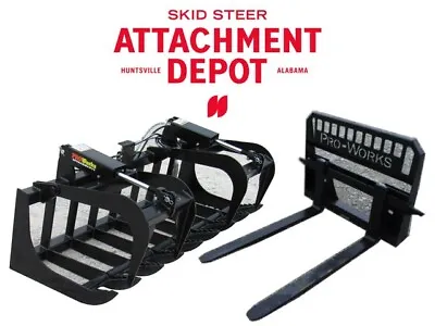 Buy 66  Root Grapple Bucket And 48  Long Pallet Forks Attachment Combo Quick Attach • 2,224.99$