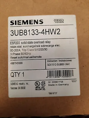 Buy 3UB8133-4HW2 Siemens Overload Relay ESP200 50-200A NEW FREE 2 DAY SHIPPING • 450$
