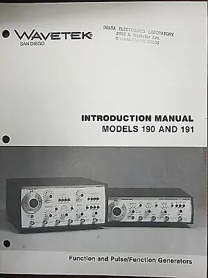 Buy Wavetek 190 & 191 Function & Pulse Function Generators Introduction Manual • 20$
