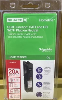 Buy Square D HOM120PDFC Homeline Plug-On Neutral 20A Dual Function Circuit Breaker • 41.90$