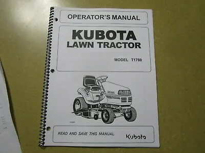 Buy Kubota T1760 T 1760 Lawn Tractor Owners & Maintenance Manual • 27.50$
