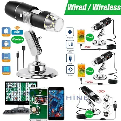 Buy 8LED 1600X 1000X 3MP USB Digital Microscope Endoscope Magnifier Camera W/ Stand • 25.89$