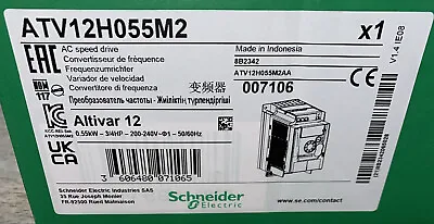 Buy Schneider ATV12H055M2 Altivar 12 VFD, 200-240 VAC 1-PH, 0.55 KW, 3/4HP • 140$