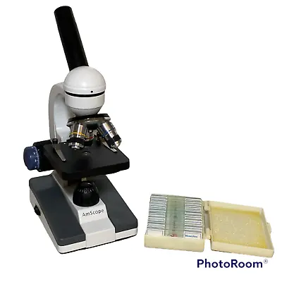 Buy AmScope M150C-PS25 Compound Monocular Microscope With Extra Slides • 79.99$