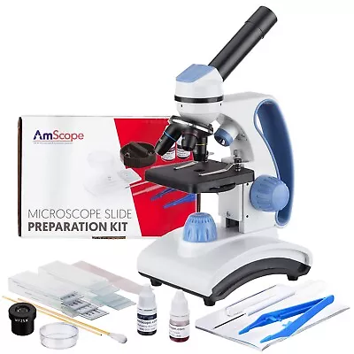 Buy AmScope M161C-2L-SP14-V287 40X-1000X Student Microscope With Slide Prep Kit • 115.99$