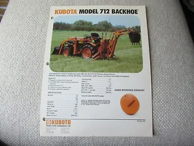 Buy Kubota 712 Backhoe Specification Sheet Brochure • 7.19$