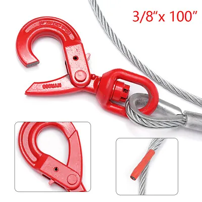 Buy Winch Cable 3/8 X100  Steel Core Rope Self Locking Swivel Hook Tow Truck Wrecker • 47.12$