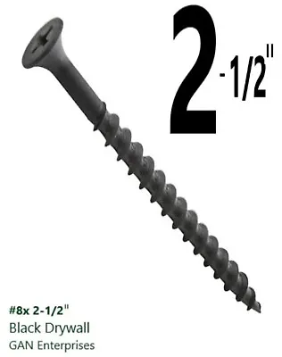 Buy Phillips Bugle Head #8 X 2-1/2  Coarse Drywall Wood Screw - Plain Black 1 Pound • 13.99$