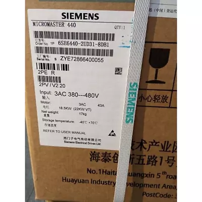Buy 6SE6440-2UD31-8DB1 SIEMENS MICROMASTER440 Unfiltered Brand New Box!Spot Goods Zy • 1,899.90$