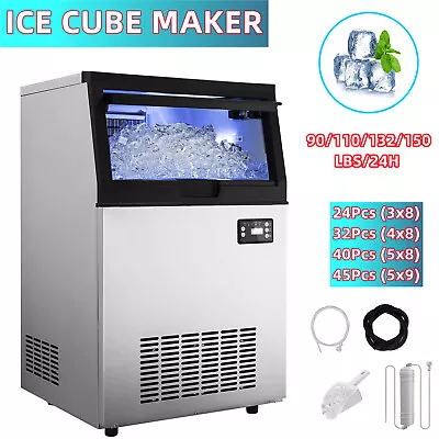 Buy 90-132 LBS/24H Commercial Ice Maker Built-in Undercounter Ice Cube Machine • 285.80$